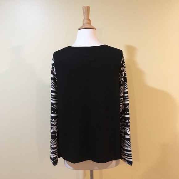 Geometric Print Sleeves Open Waterfall Cardigan - Picture 4 of 4